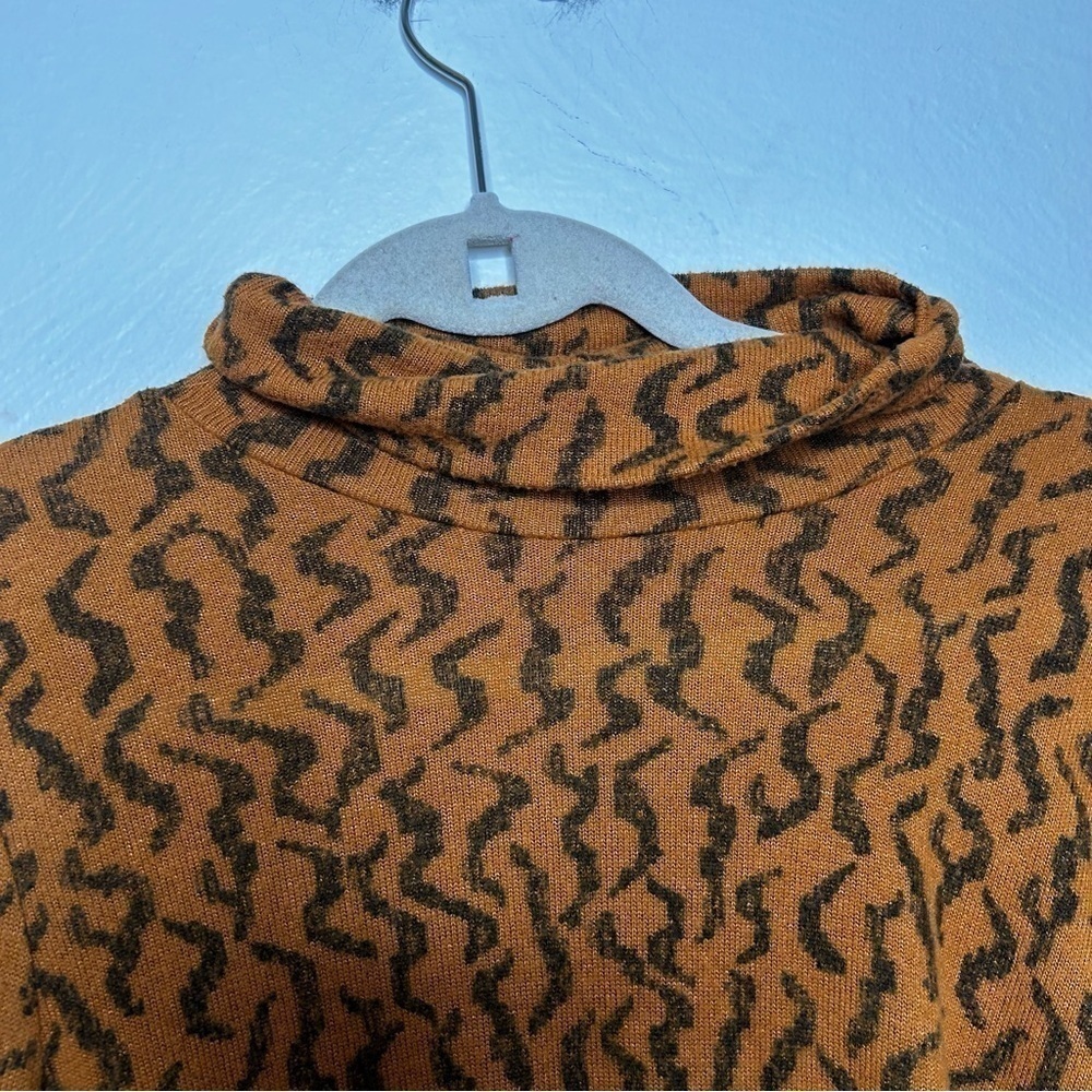 Anthropologie Puff Sleeve Printed Turtleneck Long Sleeve Top Women's Size Small - Picture 7 of 7